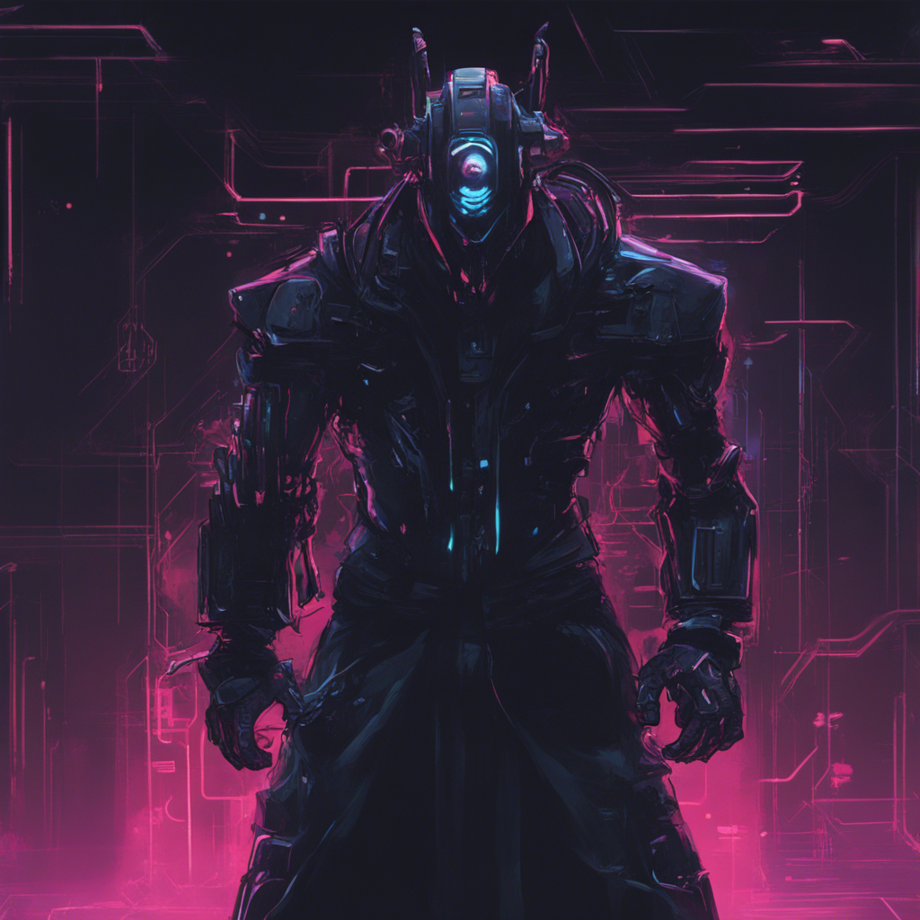 evile character, blurry maind, robot, 2D picture, magick power, hacker,cyber demon, black het
