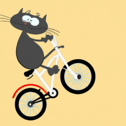 Cat riding mono bicycle